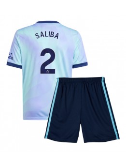 Arsenal William Saliba #2 Ausweichtrikot für Kinder 2024-25 Kurzarm (+ Kurze Hosen)